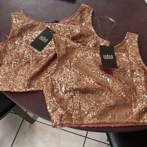 Sparkling crop tops- Brand new tops with zips on side for easy wear.